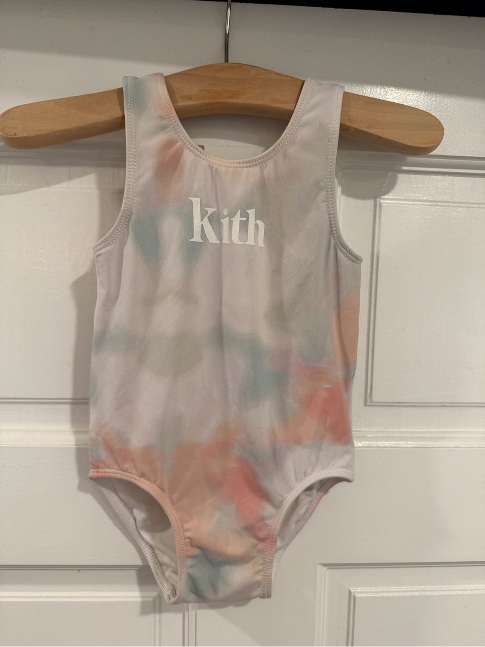 Kith Kids One-Piece Swimsuit in Pastel Pink, Peach & Mint